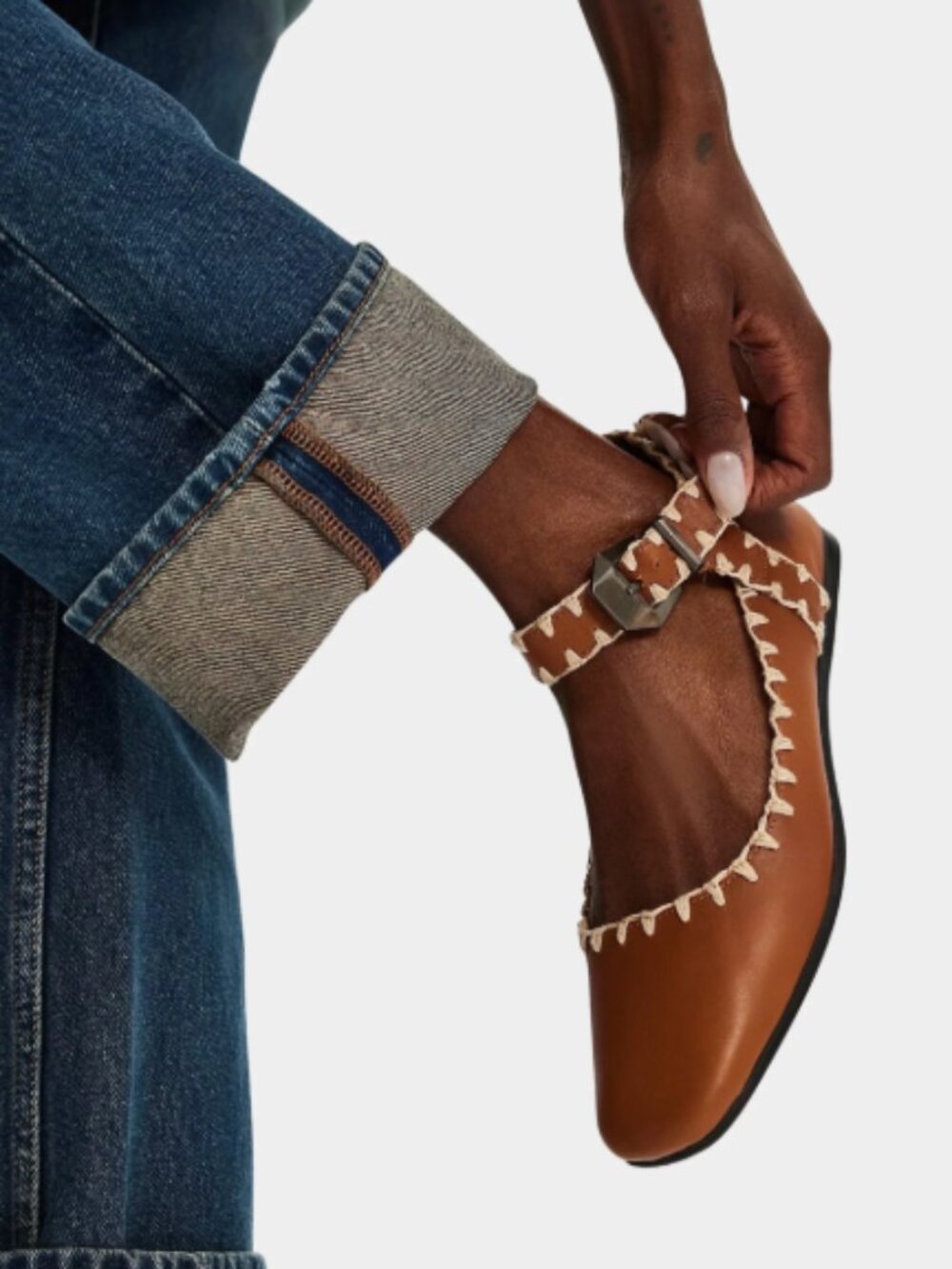 FREE PEOPLE Crochet Mystic Jane Flats In Tan